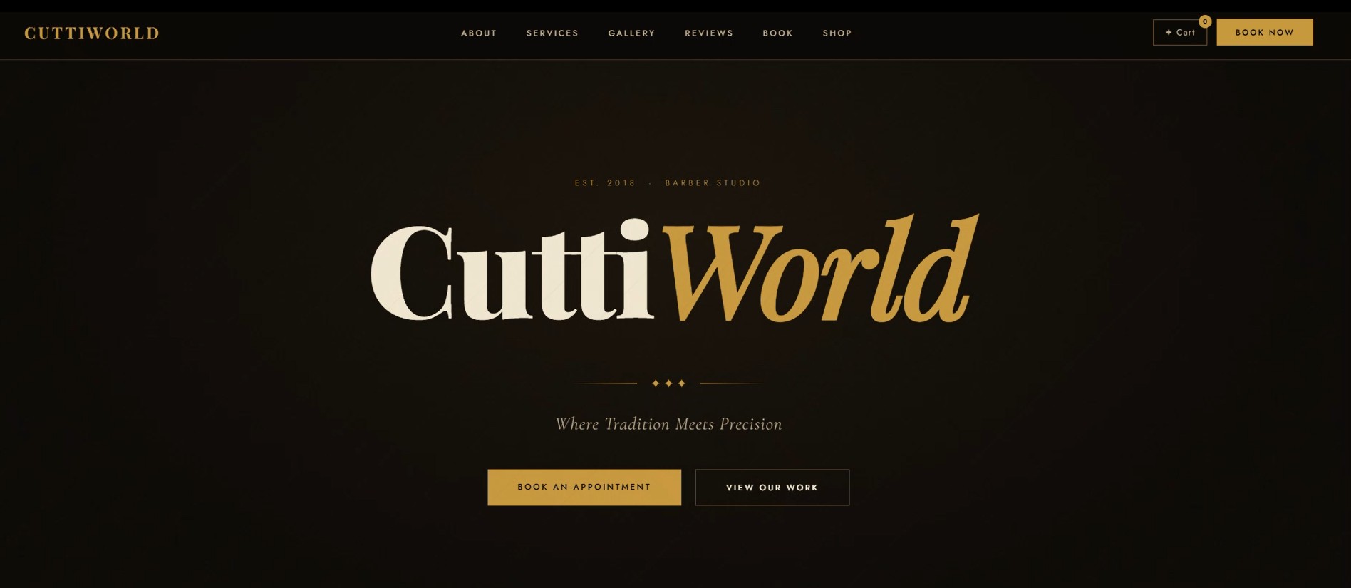 CuttiWorld barbershop site preview